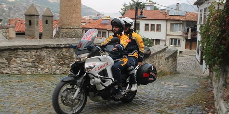 Amasya'da motosiklet ambulansla vakalara kısa sürede ulaşılıyor