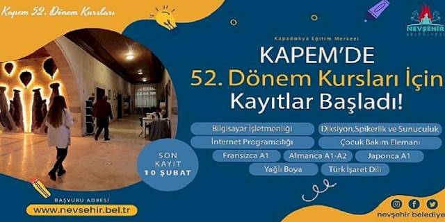 KAPEM'de 52. Dönem Kursları İçin Kayıtlar Başladı