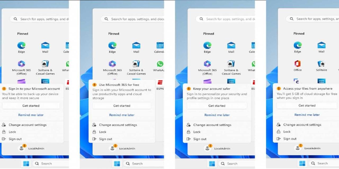 Windows 11 Yerel Hesap Kullanıcıları, Başlat Menüsünde Gösterilen Reklamlara Tepkili