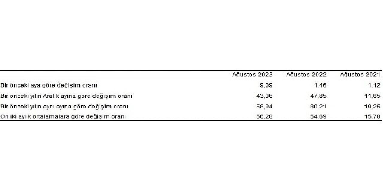 Tüketici fiyat endeksi (TÜFE) yıllık yüzde 58,94, aylık yüzde 9,09 oldu