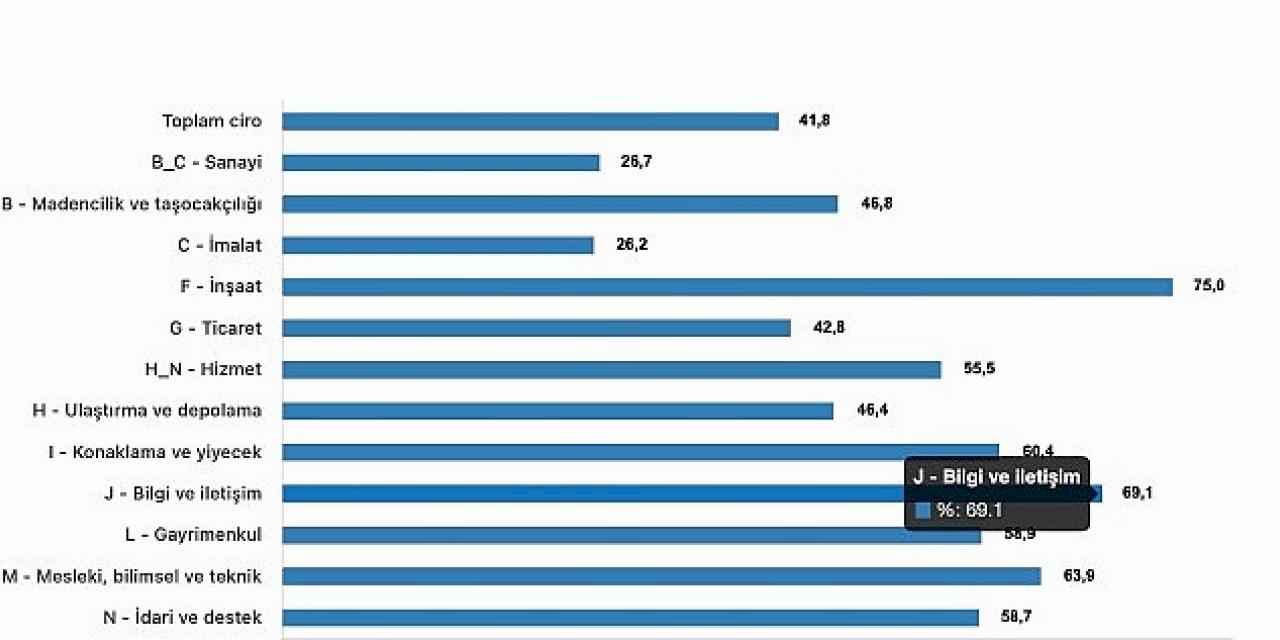 Tüik: Toplam ciro yıllık %41,8 arttı