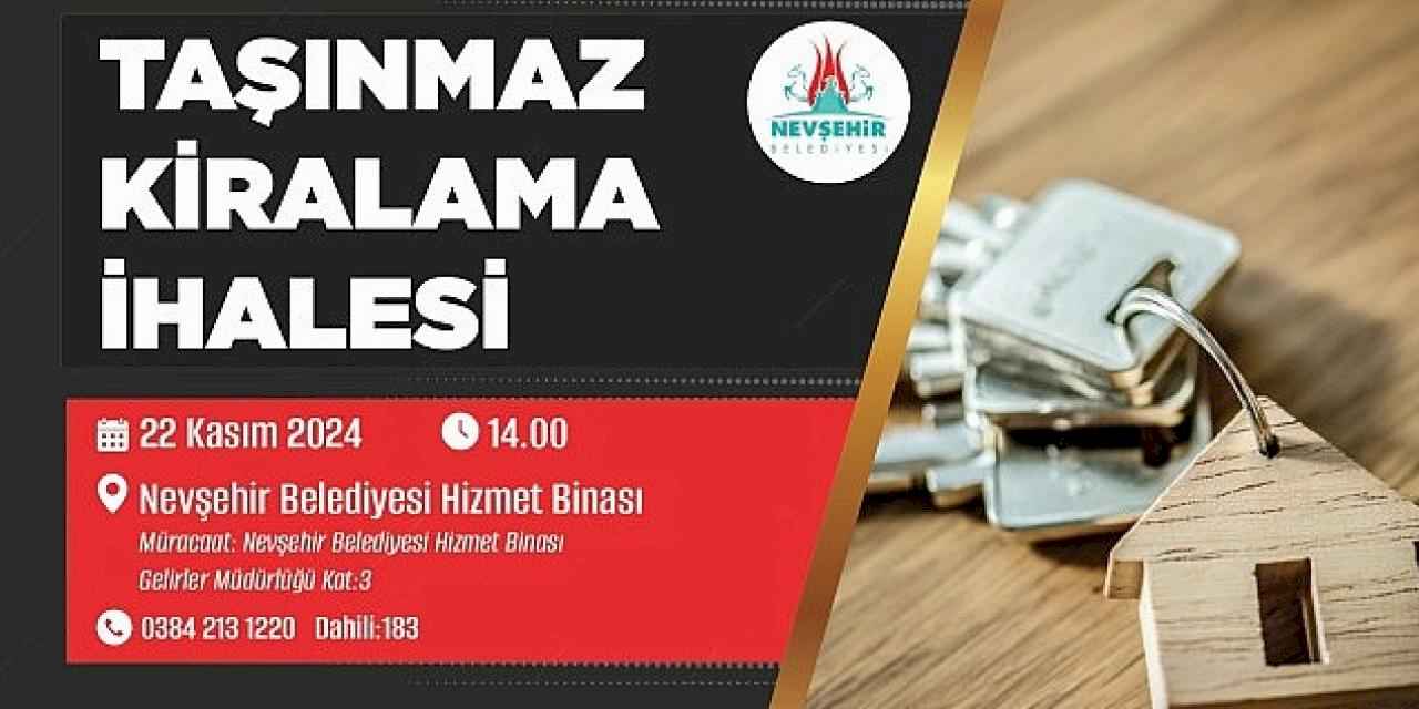 Nevşehir Belediyesi'nden taşınmaz kiralama ihalesi.