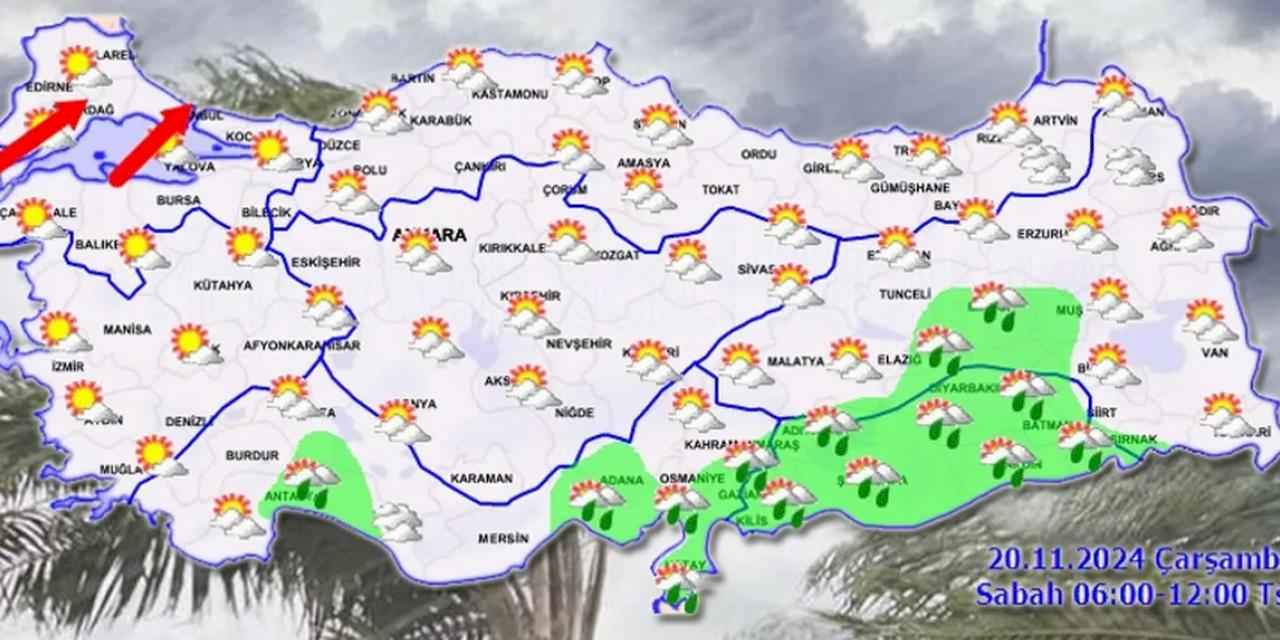 Meteoroloji'den 20 Kasım raporu... Kıyılarda yağmur Marmara'da kuvvetli rüzgar