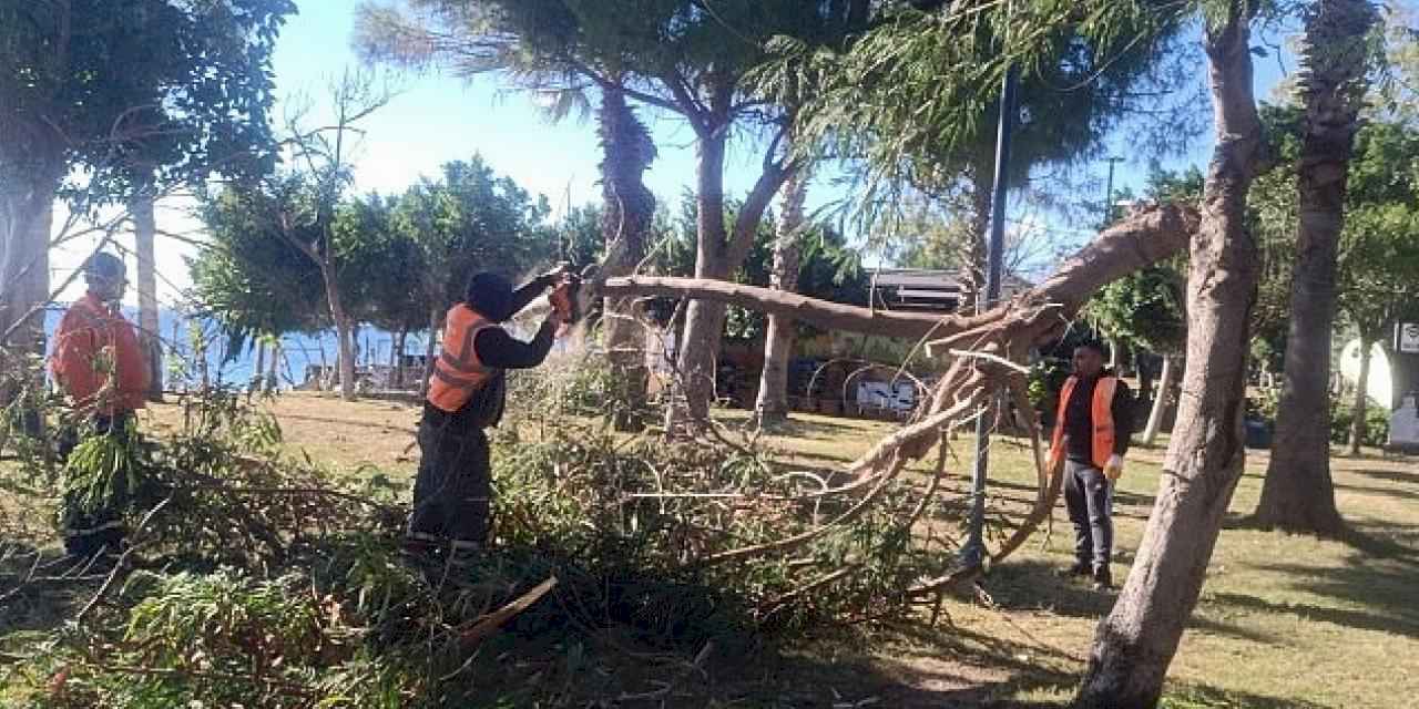 Antalya'da fırtına mesaisi