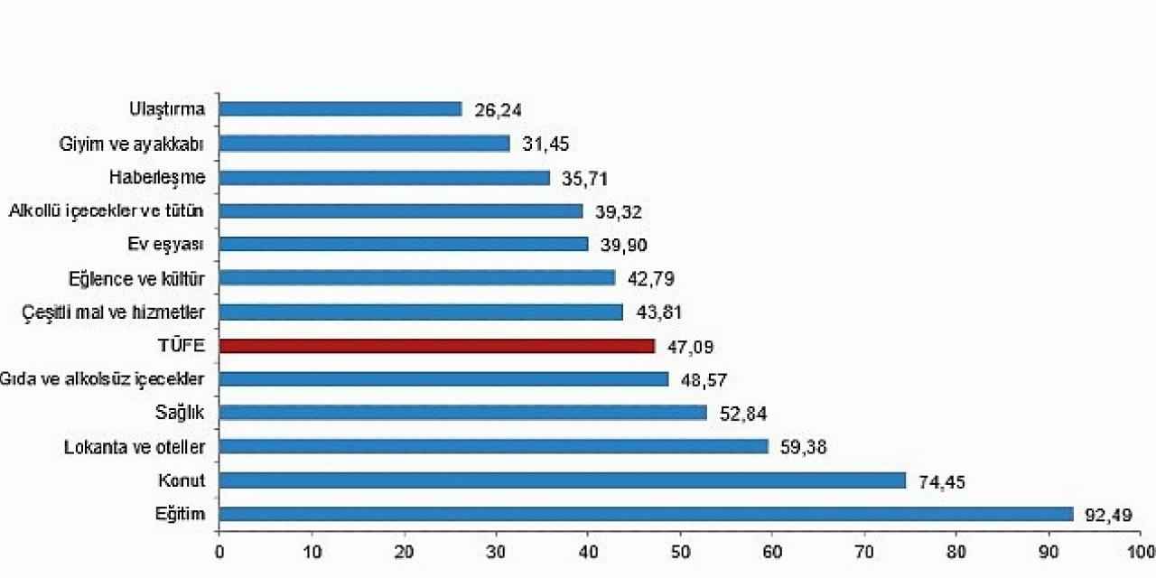 Tüik Tüketici fiyat endeksi (TÜFE) yıllık %47,09, aylık %2,24 arttı