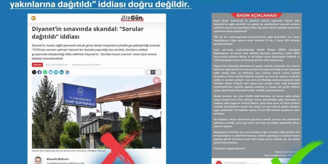 Diyanet'in sınavıyla ilgili iddialara İletişim'den açıklama