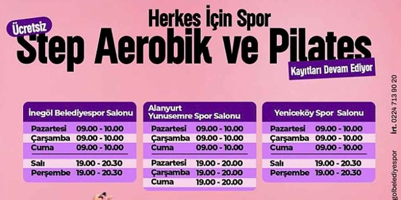 Kadınlar İçin Ücretsiz Step, Aerobik Ve Pilates Kayıtları Başlıyor